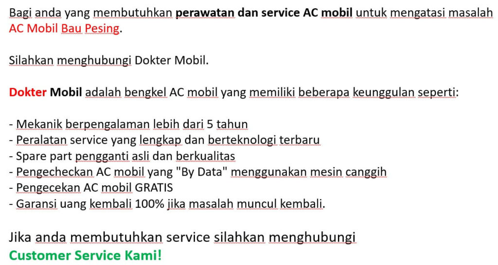 service ac mobil bau pesing