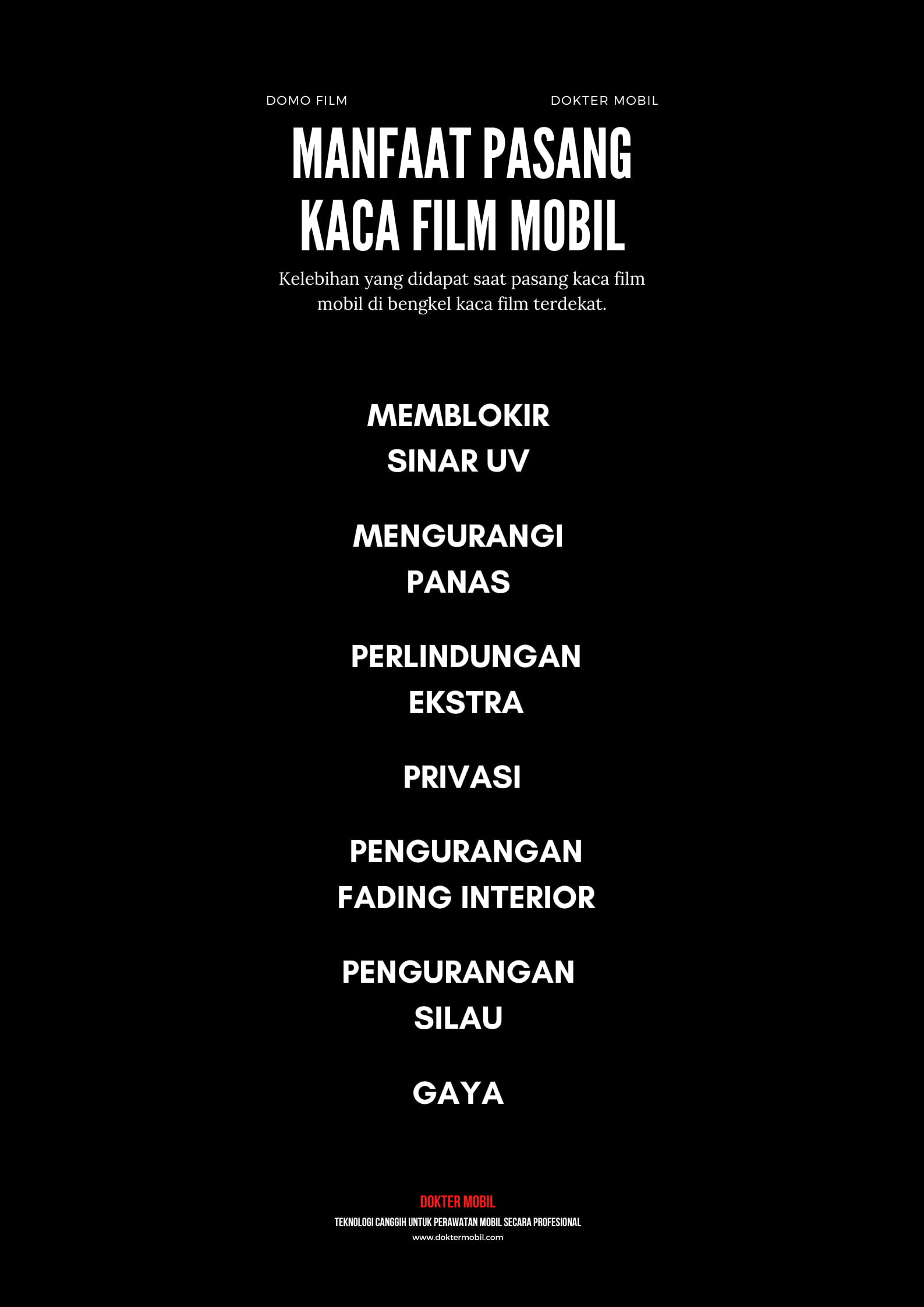Manfaat pasang kaca film mobil di bengkel kaca film terdekat
