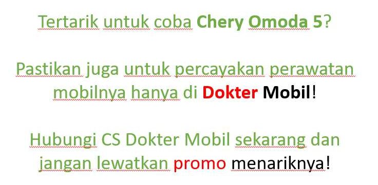 Service Mobil Chery Omoda 5 di Dokter Mobil