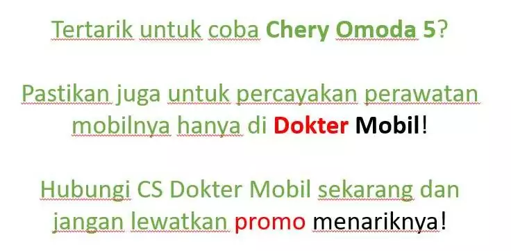 Service Mobil Chery Omoda 5 di Dokter Mobil
