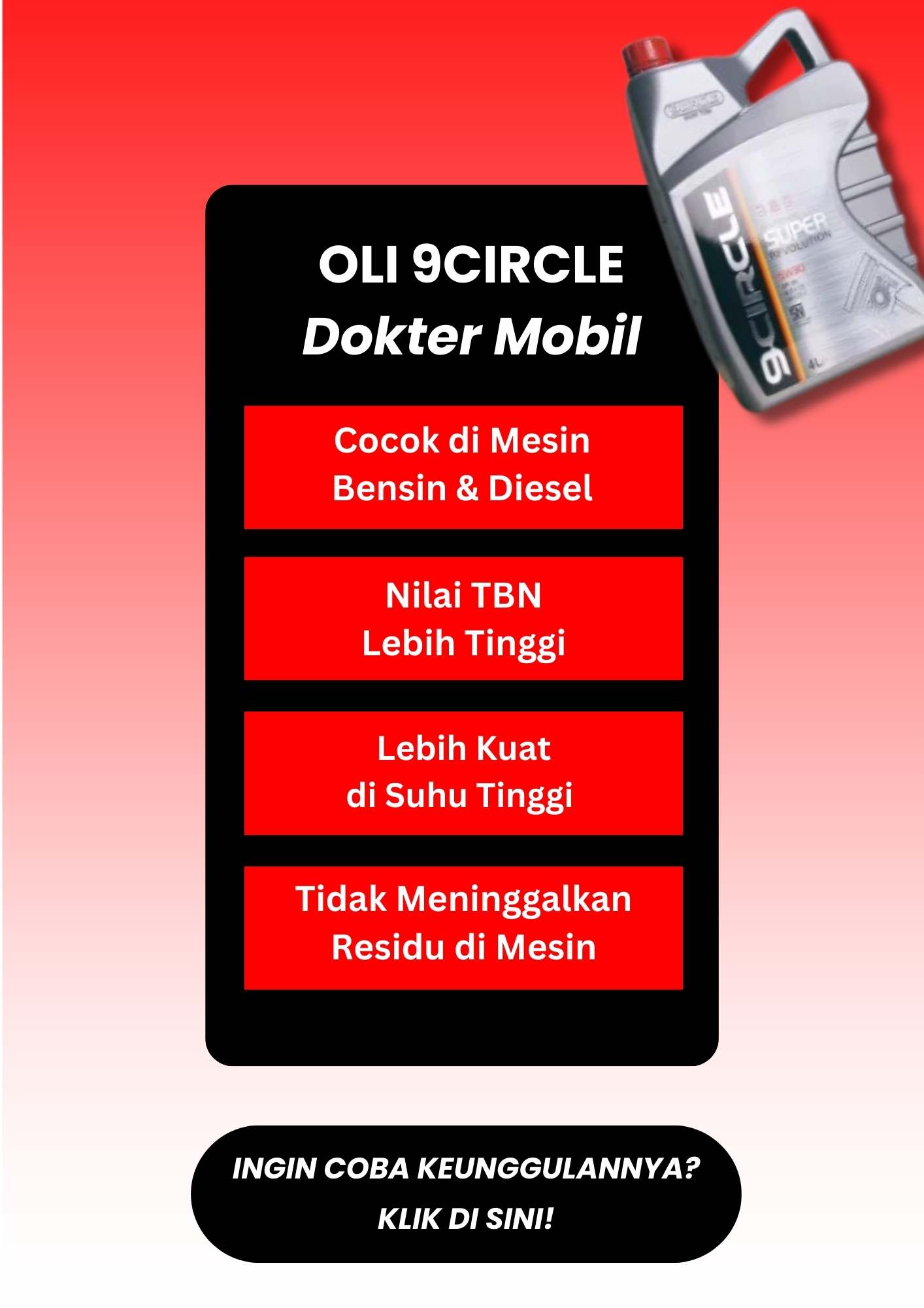 Keunggulan Oli 9Circle dari Dokter Mobil