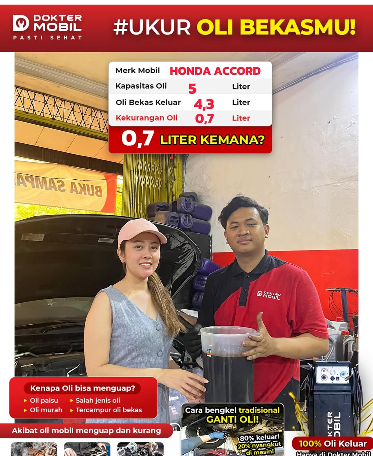 MOBIL HONDA ACCORD INI KELUARIN OLI 4,3 liter PADAHAL OLINYA KAPASITAS 5 Liter ! OLINYA MENGUAP (1) 1